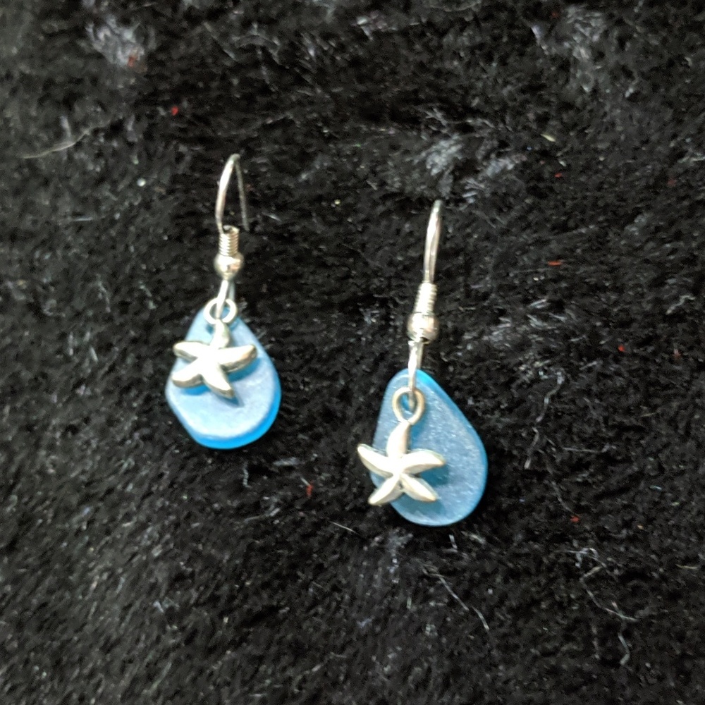 Glass Bead Starfish Earrings